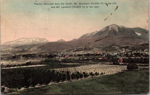 Hand Colored PC Paonia, Colorado from the North Mt. Gunnison and Mt. Lamborn