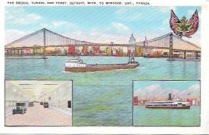 Detroit-Windsor Tunnel, Bridge, and Ferry - Windsor, Ontario, Canada. Ship