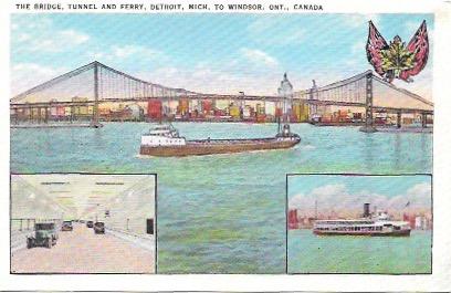 Detroit-Windsor Tunnel, Bridge, and Ferry - Windsor, Ontario, Canada. Ship