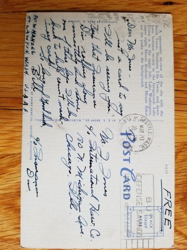 1942 Free Franked Military Post Card