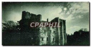 Old Postcard Niort Research Keep and moonlight