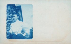 Cyanotype Portrait of Woman Perth Ontario region ON ONT Unused Postcard E78