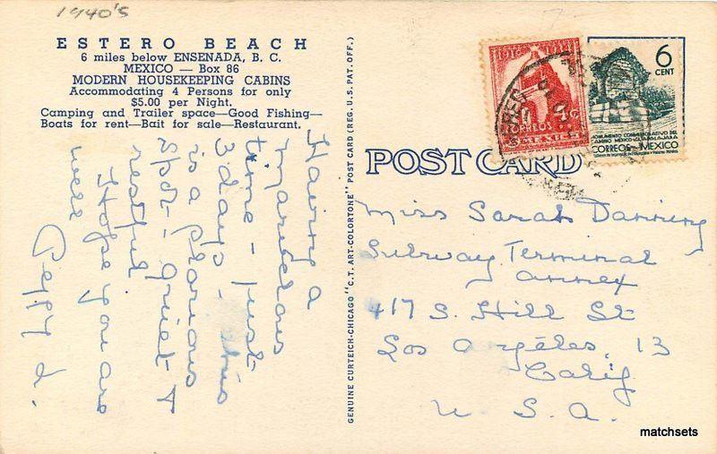 1940s Estero Beach ENSENADA BAJA CA MEXICO Teich postcard 2343