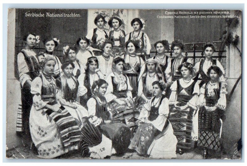 c1910 Women in Serbian National Costumes of Various Localities Postcard