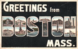 Vintage Postcard 1910's Greetings From Boston Massachusetts M. Abrams Publishing