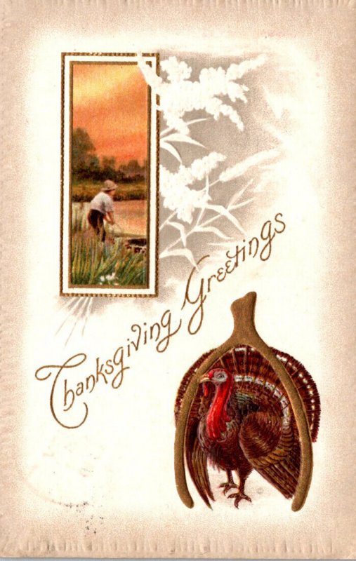 Thanksgiving Greetings With Turkey 1911