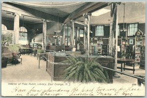 EAST ORANGE NJ INTERIOR OF PUBLIC LIBRARY ANTIQUE POSTCARD