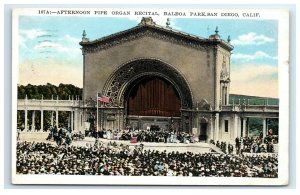 Postcard Afternoon Pipe Organ Recital, Balboa Park San Diego CA 1932 G18 * 2
