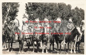 Native American Indians, RPPC, Braves in Ceremonial Costume on Horses in Idaho