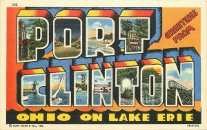 Large Letters Multi View Fort Clinton Lake Erie Ohio Teich Postcard 20-2633