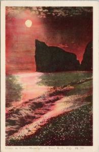 Moonlight at Peace Rock Quebec QC Que Red Unused Postcard D71