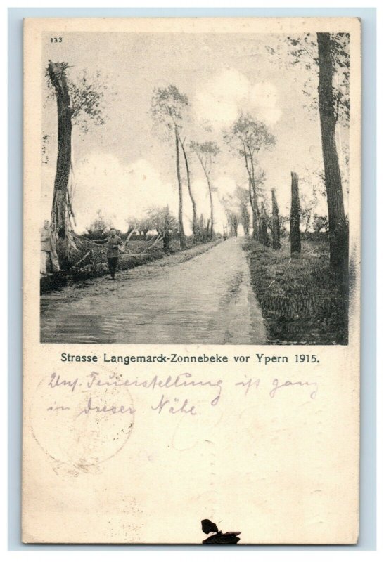 1914-16 WWI German Strasse Langemarck-Zonnebeke vor Ypern Bombed Feldpost P20