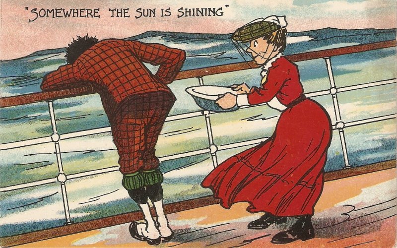 Somwhere the sun is shining Humorous vintage English postcard