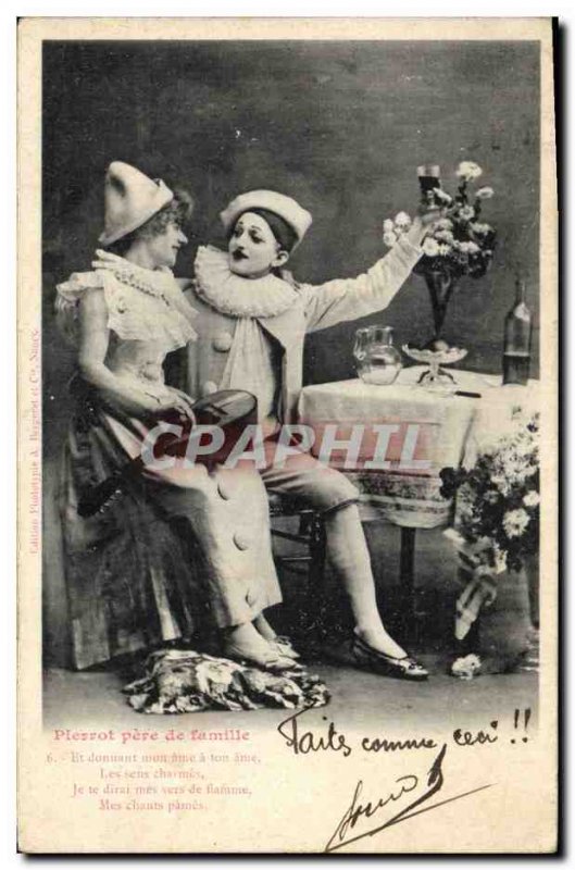 Old Postcard Theater Pierrot family man