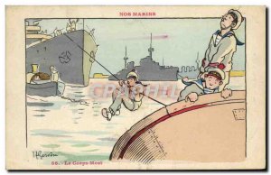 Postcard Old Gervese Illustrator Our Sailors the dead body