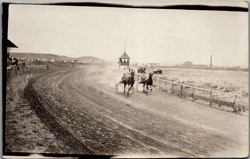 c1910 HORSE RACE HARNESS RACING SULKY REAL PHOTO RPPC POSTCARD 39-155 