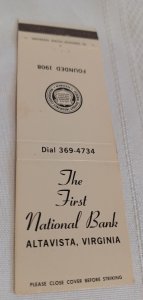 First National Bank Altavista Virginia 20 Front Strike Matchbook Cover