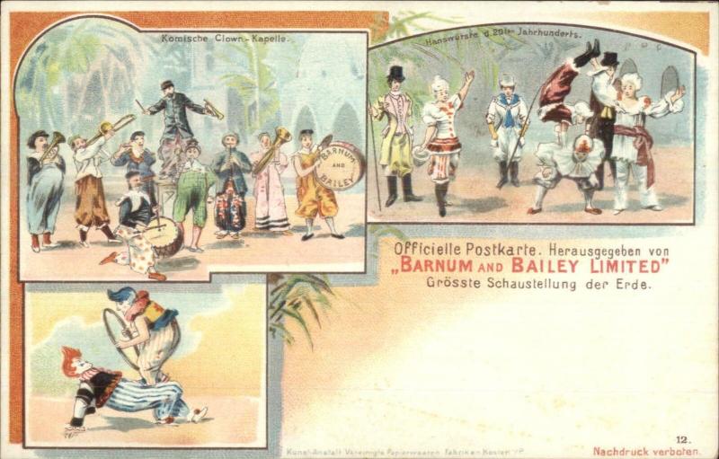 Barnum and Bailey Circus German Issued Multi-View #12 CLOWNS Postcard 