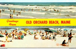 Maine Old Orchard Beach Greetings Showing Beach Scene
