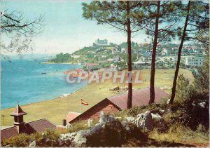 Postcard Modern Santander beach madeleine hotel royal background