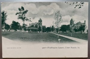 Vintage Postcard 1901-1907 Washington Square, Cedar Rapids, Iowa (IA)