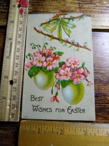 Postcard - Best Wishes For Easter with Flowers Easter Holiday Embossed Art Print