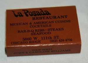 La Posada Restaurant Chicago Ridge Illinois Matchbox