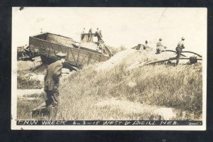 RPPC ONEILL NEBRASKA CNW RAILROAD TRAIN WRECK 1915 REAL PHOTO POSTCARD