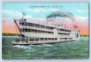 c1910's Excursion Steamer JS Deluxe Travels Entire Mississippi Vessel Postcard