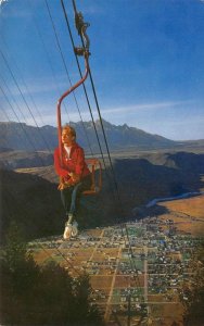 JACKSON, WYOMING Teton Range Chair Lift Skiing c1950s Chrome Vintage Postcard