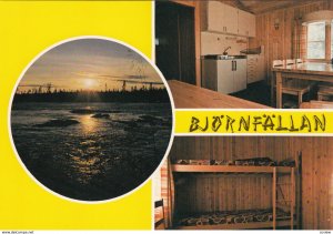 , Sweden ,  1960s ; Bjornfallan , Dundret midnatt. Int. fran stugbyn