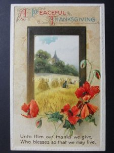 Embossed Poppies Postcard: A Peaceful Thanksgiving - Donation to R.B.L.