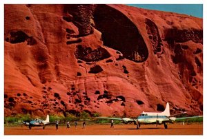 Airstrip Ayers Rock Australia known as The Brain Airplane Postcard Posted 1969