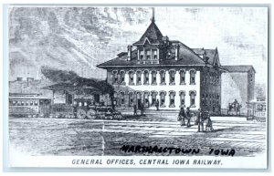 c1954 General Offices Marshalltown Iowa Train Depot Station RPPC Photo Postcard