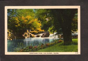 ME Greetings From Van Buren Maine Linen Postcard