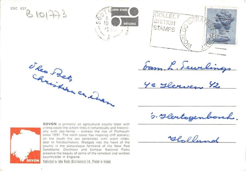 B101773 greetings from devon map cartes geographiques   uk