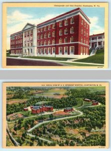 2 Postcards HUNTINGTON, W.V. ~ Chesapeake and Ohio Hospital, Veterans Hospital