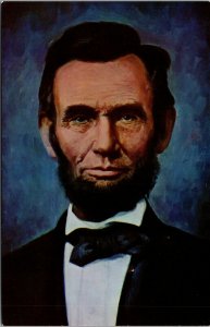 Vtg Abraham Lincoln From Oil Painting At Time Of Gettysburg Address Postcard