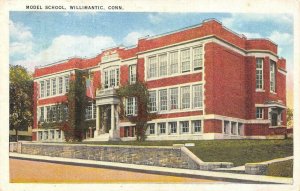 WILLIMANTIC, CT Connecticut   MODEL SCHOOL  Windham County  1943 Postcard