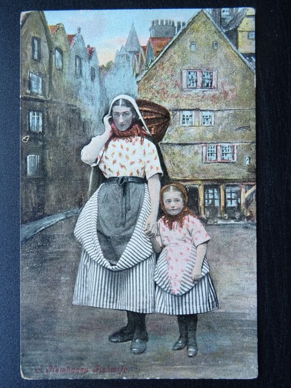 East Sussex NEWHAVEN Fisherfolk FISHWIFE & DAUGHTER c1905 Postcard by Valentine