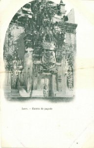 PC CPA LAOS, INDOCHINA, ENTRÉE DE PAGODE, (b23416)