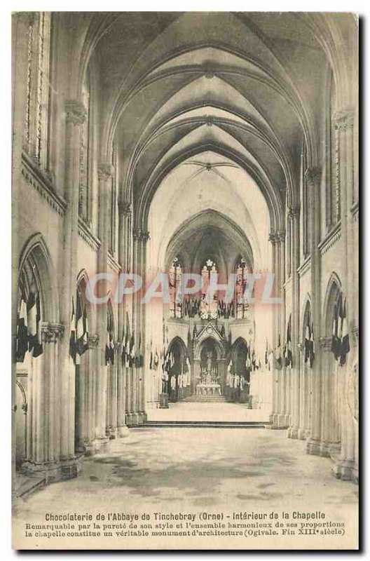 Old Postcard Chocolate of Abbey Tinchebrai Orne Chapel Interior