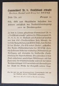 THIRD 3rd REICH ORIGINAL SMALL FORMAT COLLECTOR PHOTO CARD - GERMANY AWAKENS