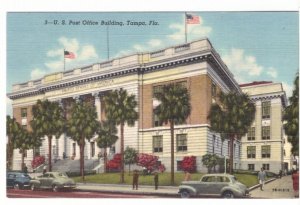 US Post Office, Tampa, Florida, Vintage Linen Postcard