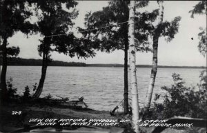 La Porte Minnesota MN Point of Pines Resort Speedboat Real Photo Vintage PC