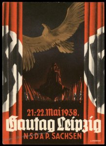 3rd Reich 1938 Party Rally Gautag Leipzig NSDAP Sachsen Propaganda Card US 93236