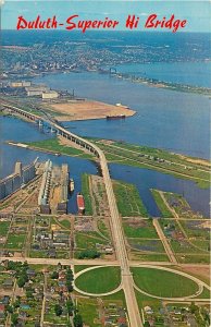 Postcard; 1960s Aerial View Duluth-Superior Hi Bridge, Duluth MN Waterfront