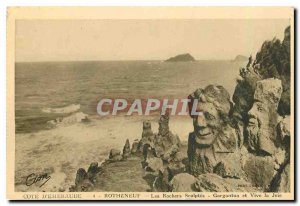 Old Postcard Emerald Coast Rotheneuf Les Roches Sculptes Gargantua and live t...