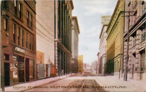 Kansas City MO Eighth Street looking West Missouri c1908 Postcard H52
