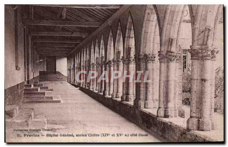 Old Postcard Provins General Hospital cloister former West Coast